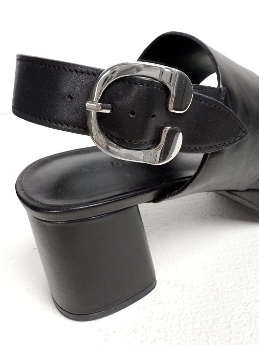 NWT Aerosoles Women's Camera Leather Platform Sandals Black Size 8.5 - Picture 3 of 10